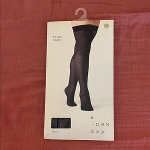 A New Day Black Patterned Thigh Highs